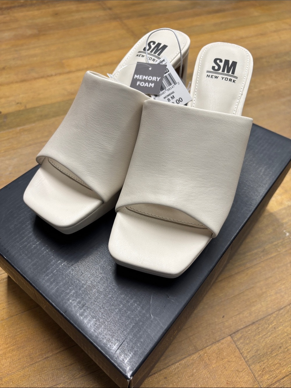 SM New York Cream Open-Toe Slide Mules